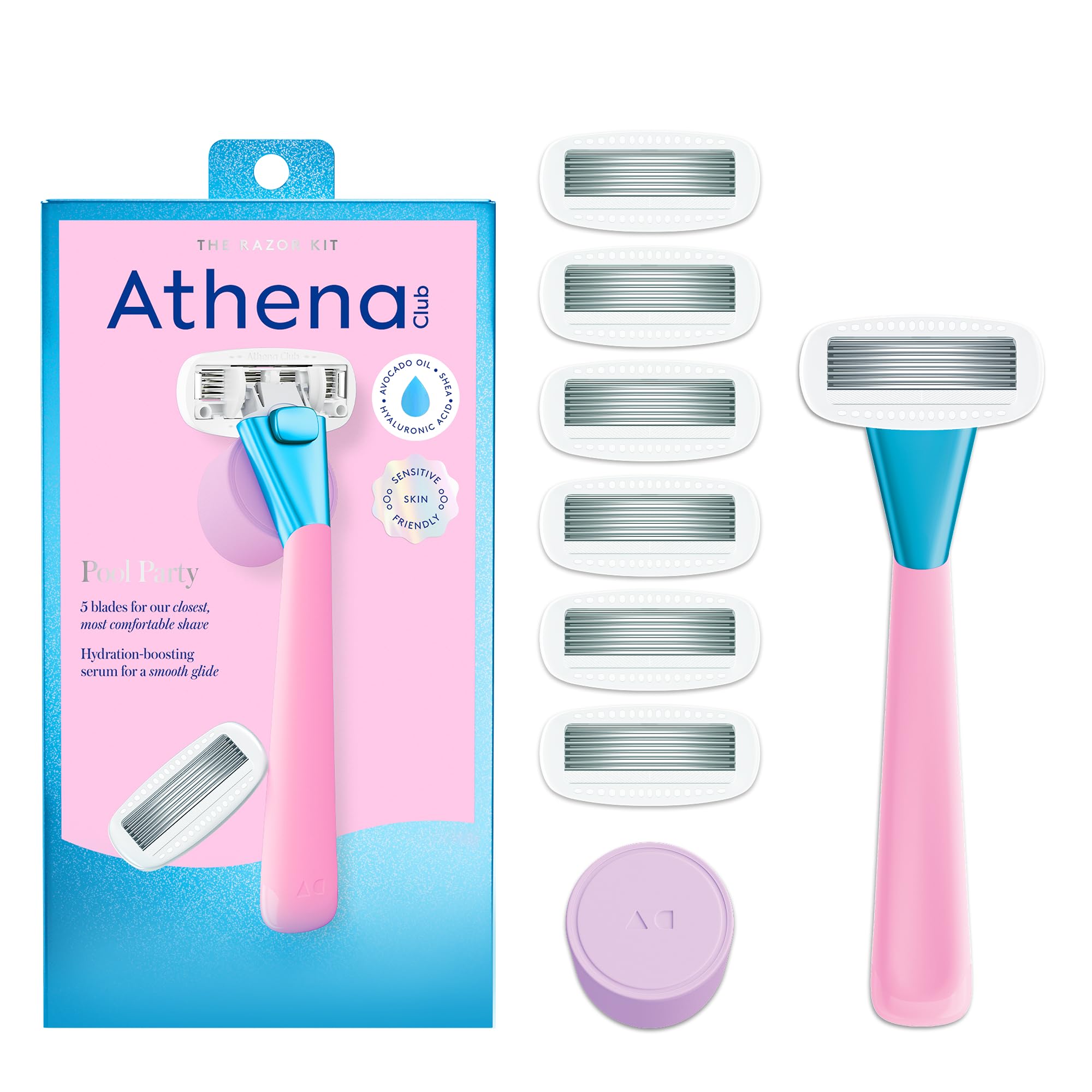 Athena Club razor handle provides a secure grip for a smooth shave.