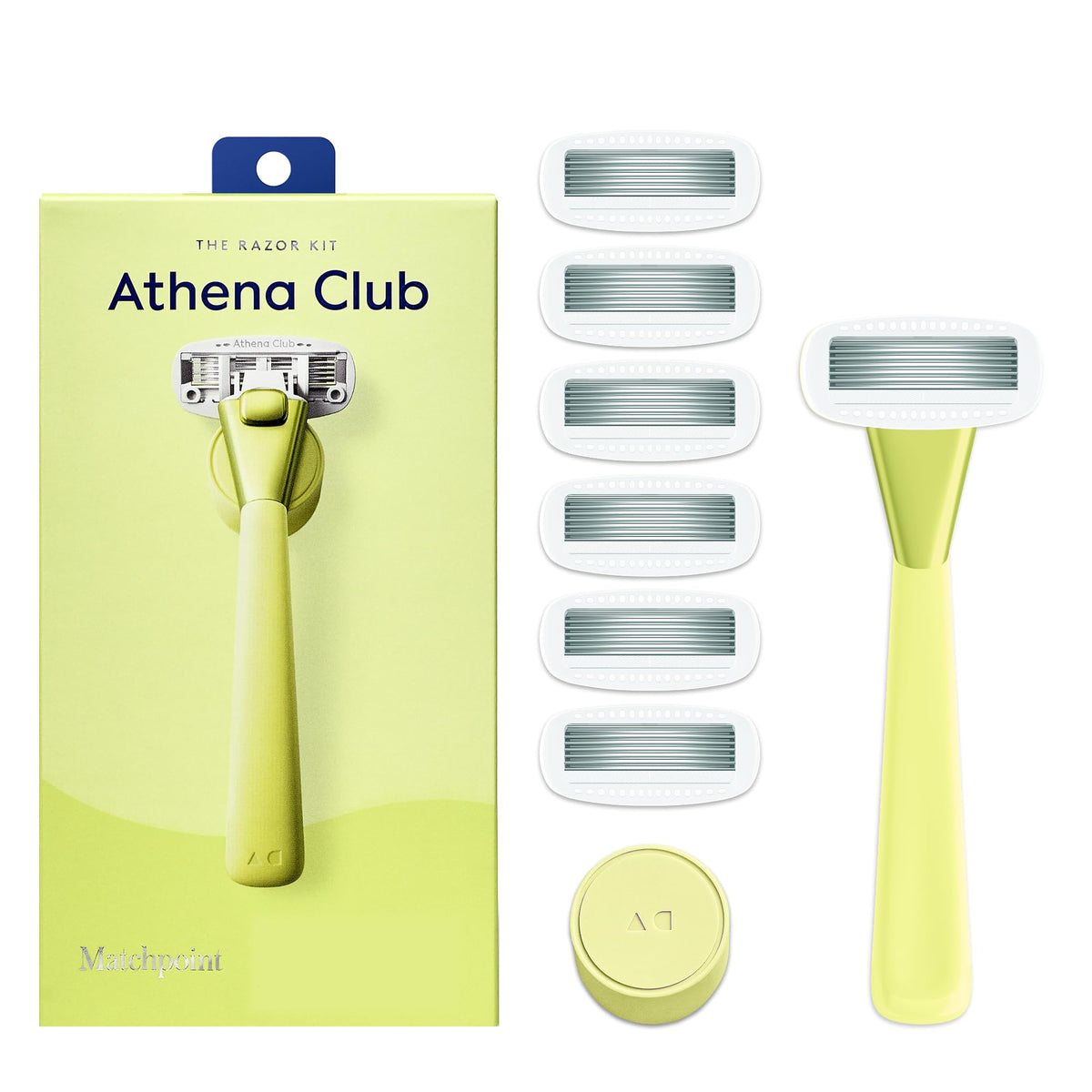 Athena Club women's razor kit handle offers a non-slip grip for comfortable shaving.