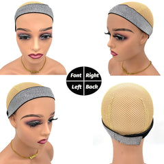 Atimiaza wig bands closeup; soft polyester fabric for breathable comfort.