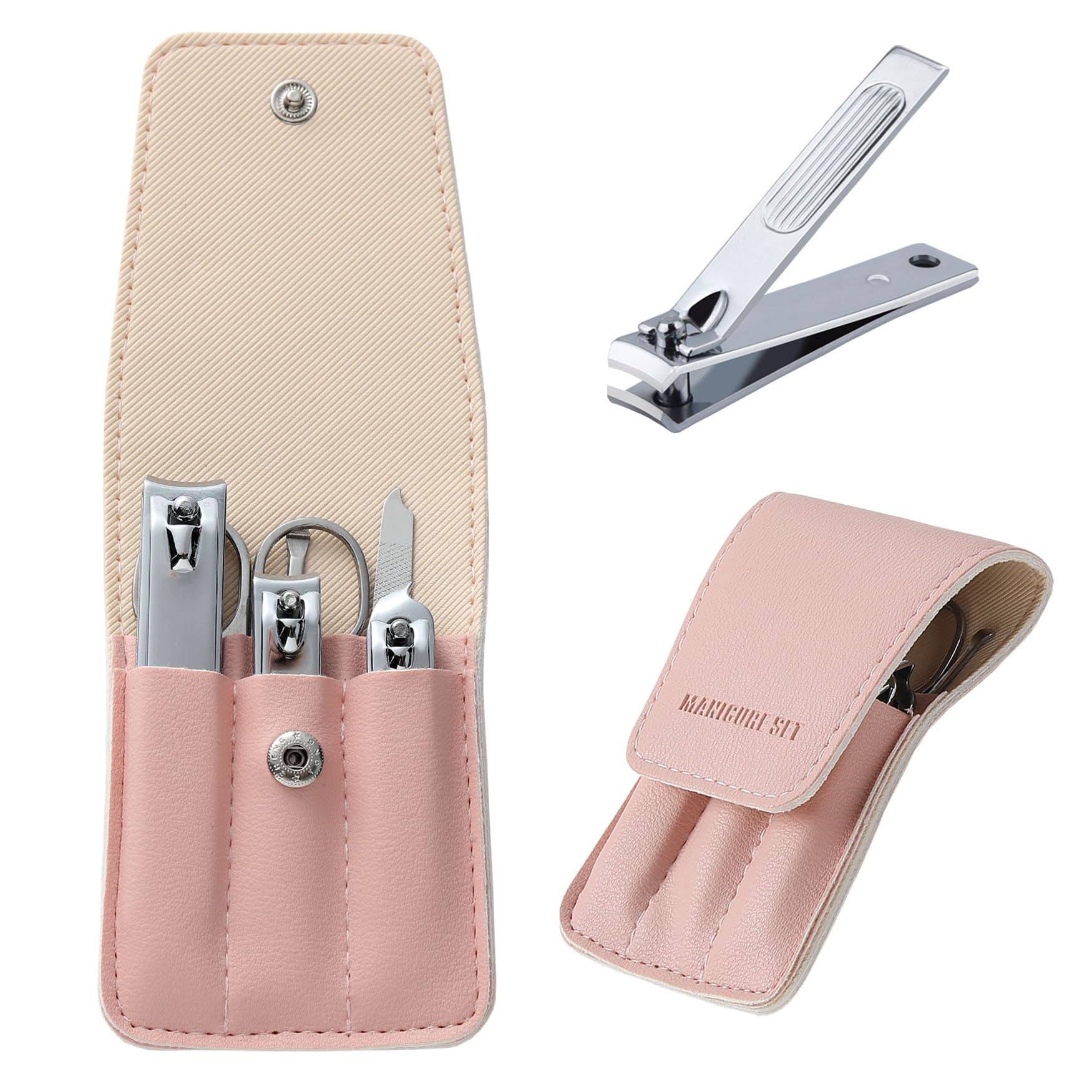 Atimier nail clipper set in pink case for portable grooming on the go.