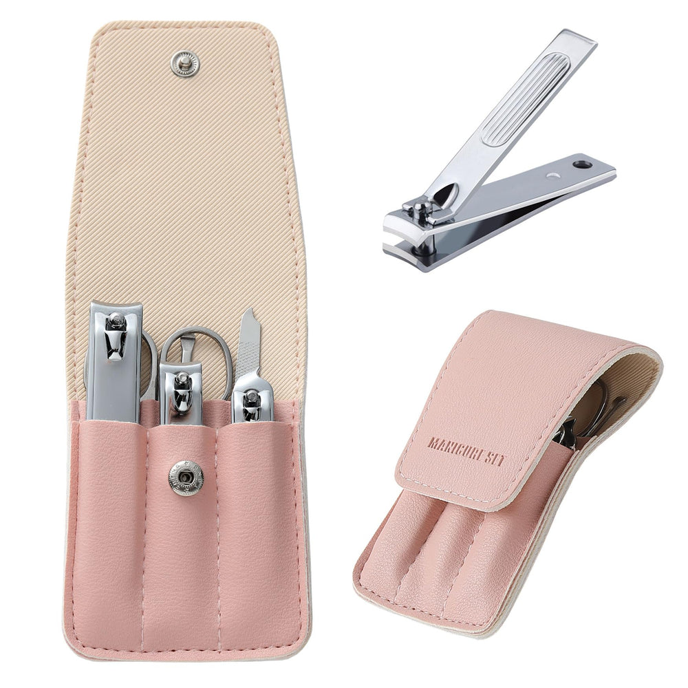 Atimier nail clipper set in pink case for portable grooming on the go.