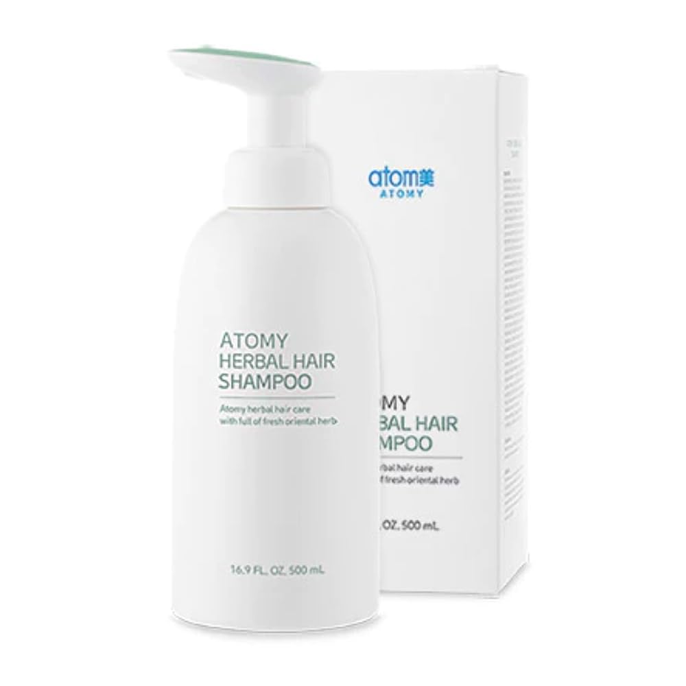 ATOMY Champú Herbal en botella, limpieza suave para uso diario.