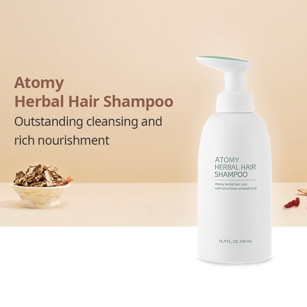Empaque compacto de ATOMY Champú Herbal ideal para viaje.