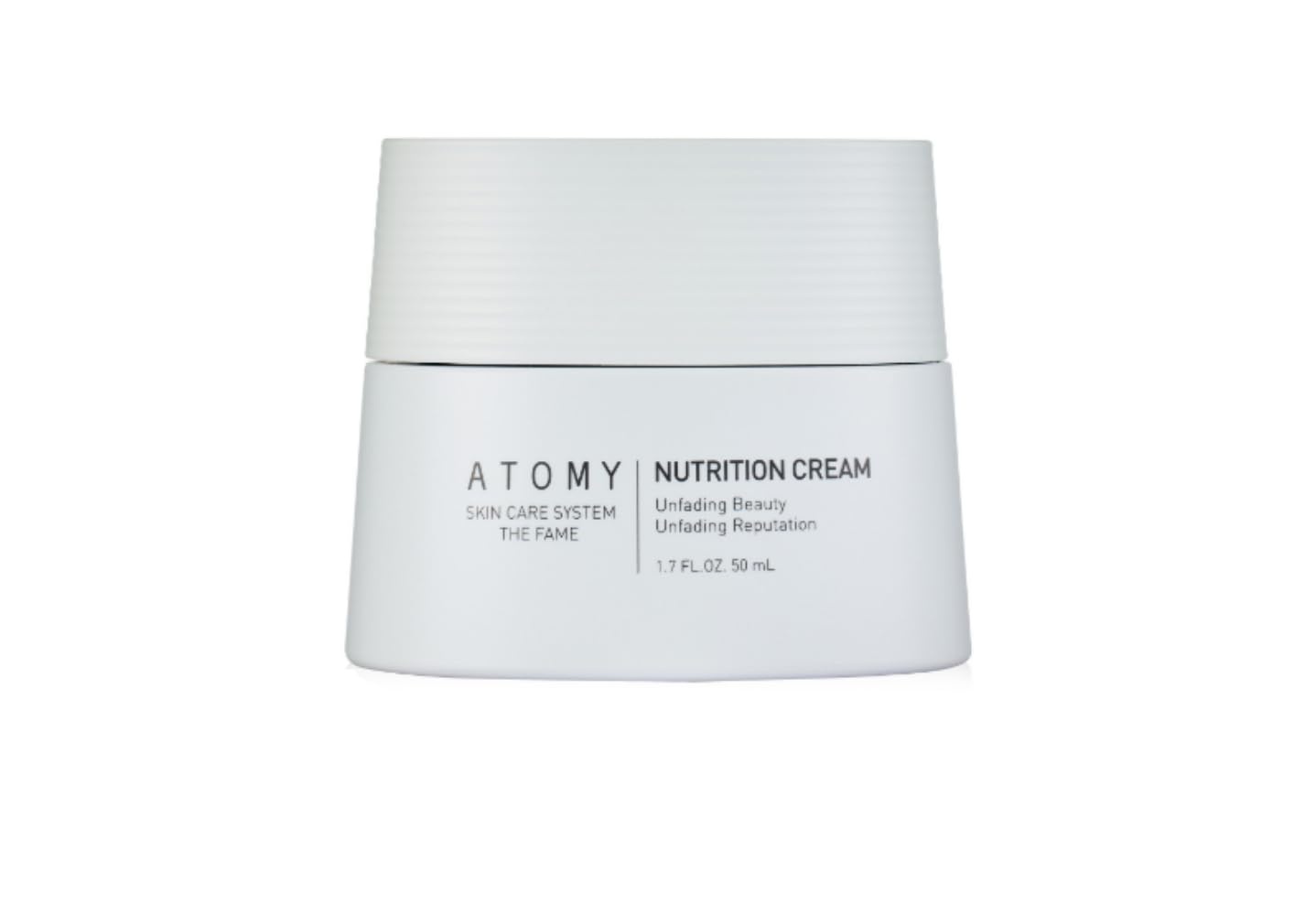 Atomy The Fame Crema Nutricional: envase elegante para hidratar la piel diariamente.