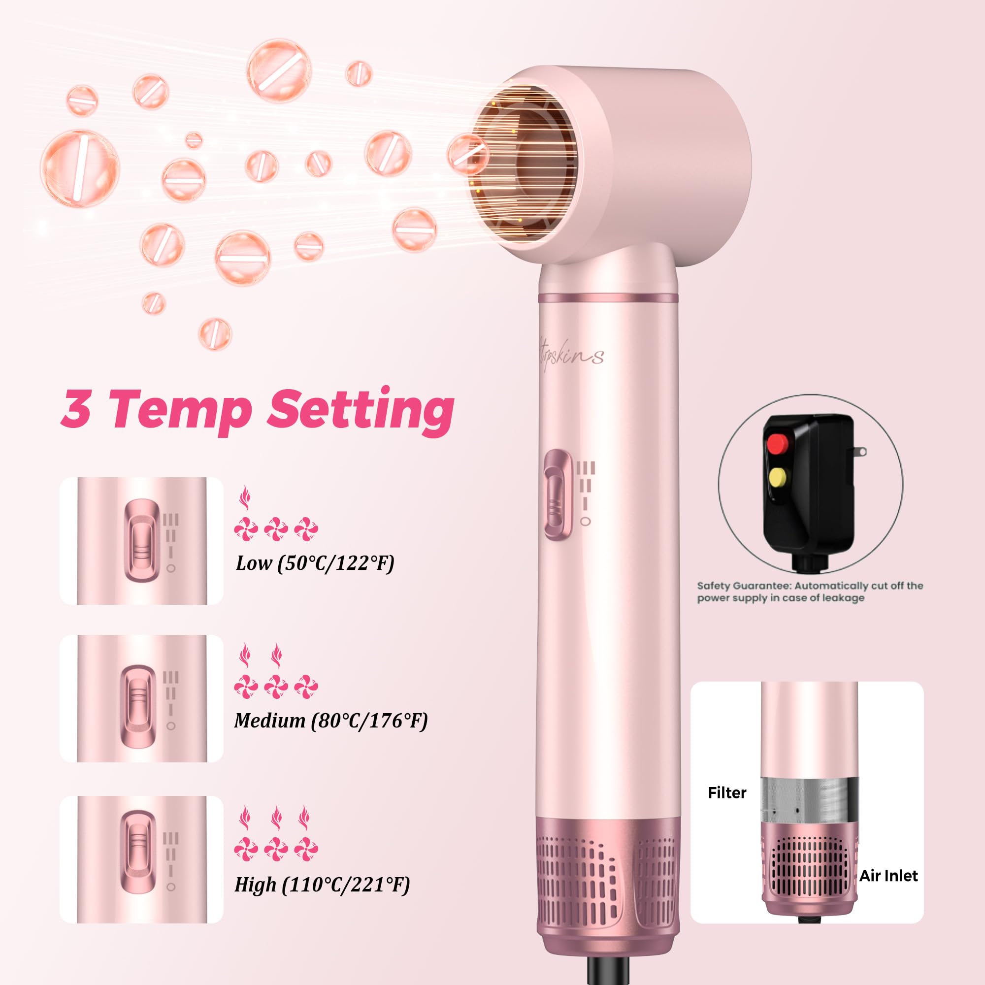 Atopskins three heat settings pictured for tailored styling