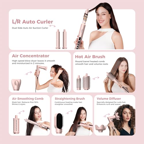 Atopskins 8-in-1 hair dryer brush with auto-wrap curling technology