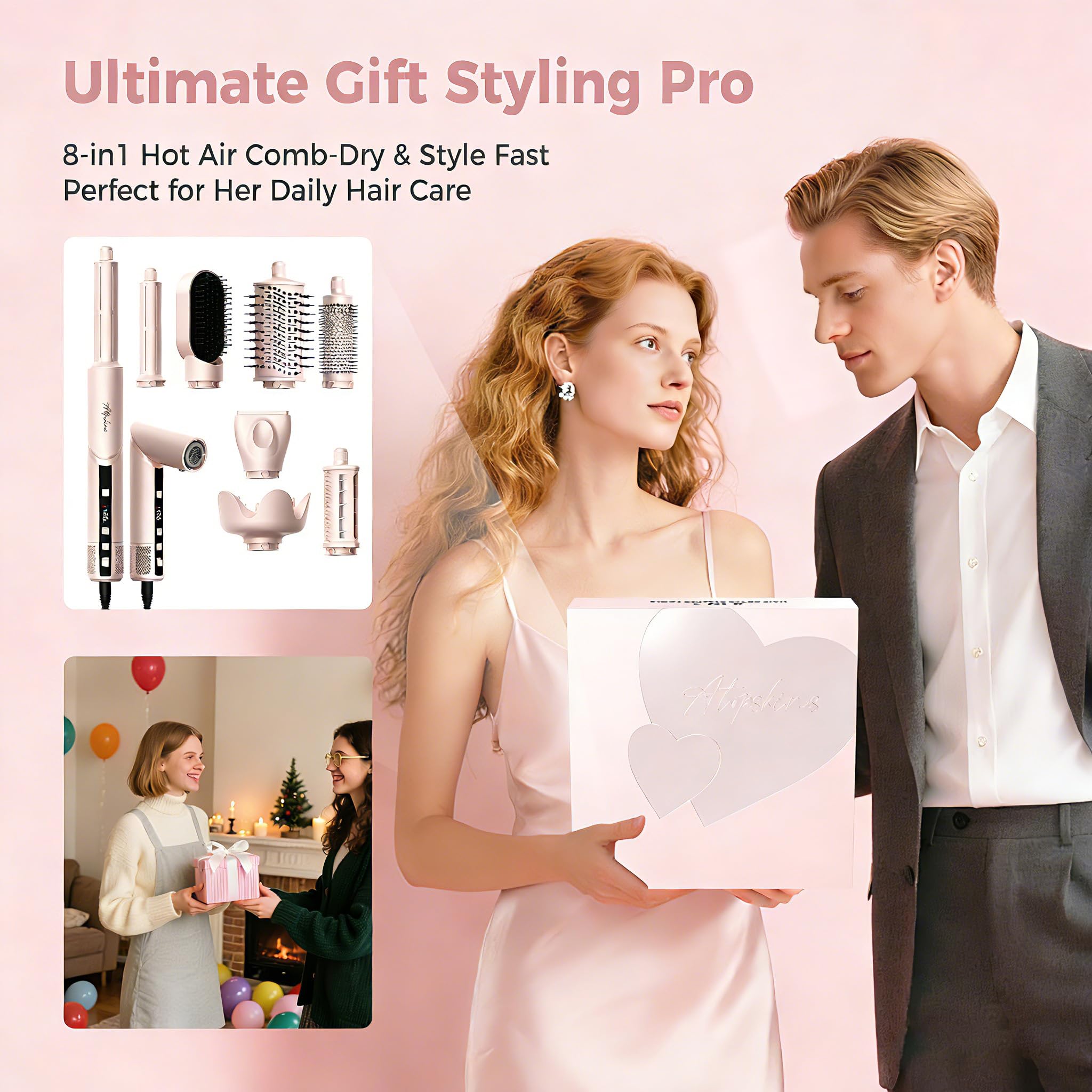 Atopskins 8-in-1 hair dryer brush compact 8.5 inch foldable body
