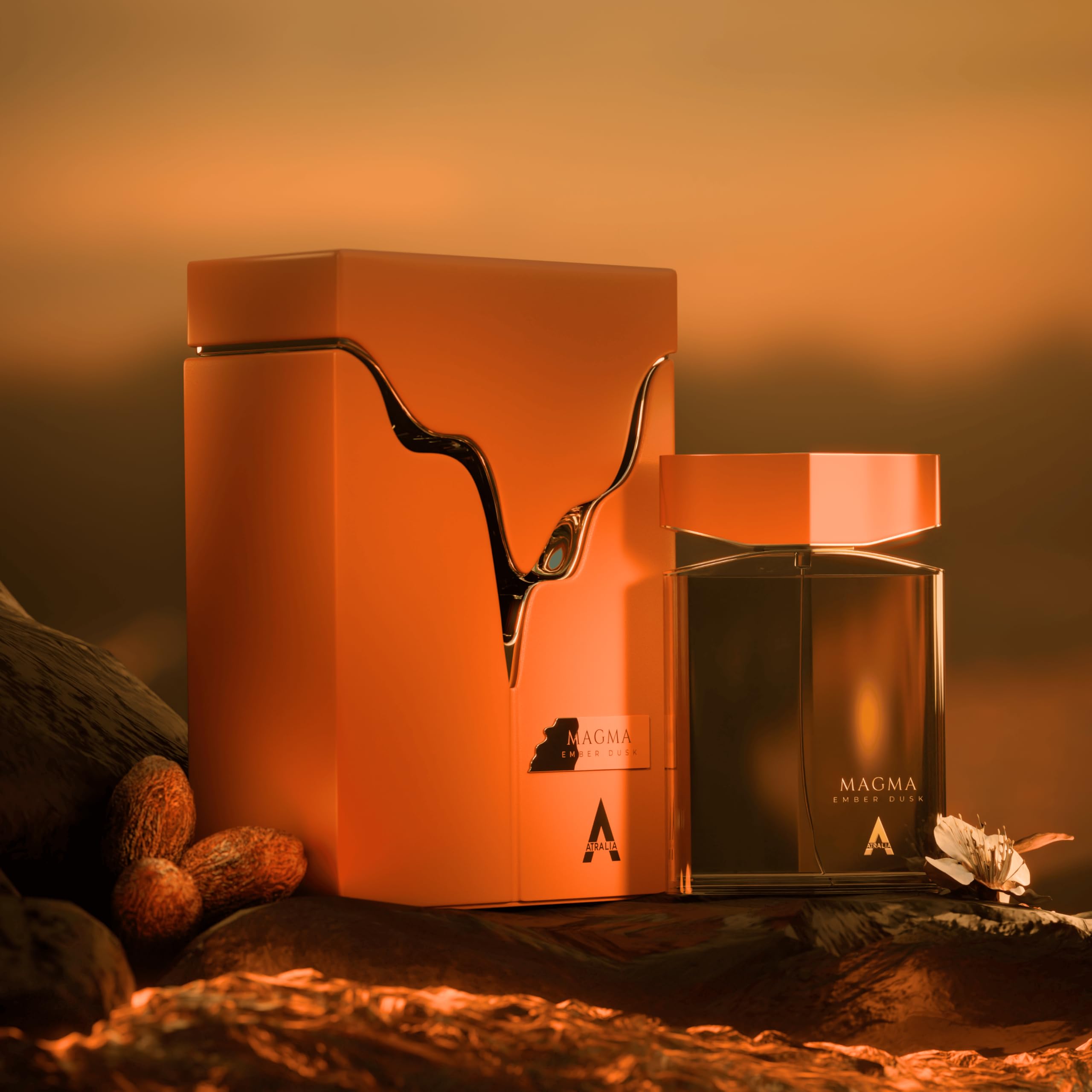 Atralia Magma Ember Dusk label reflecting elegant branding.