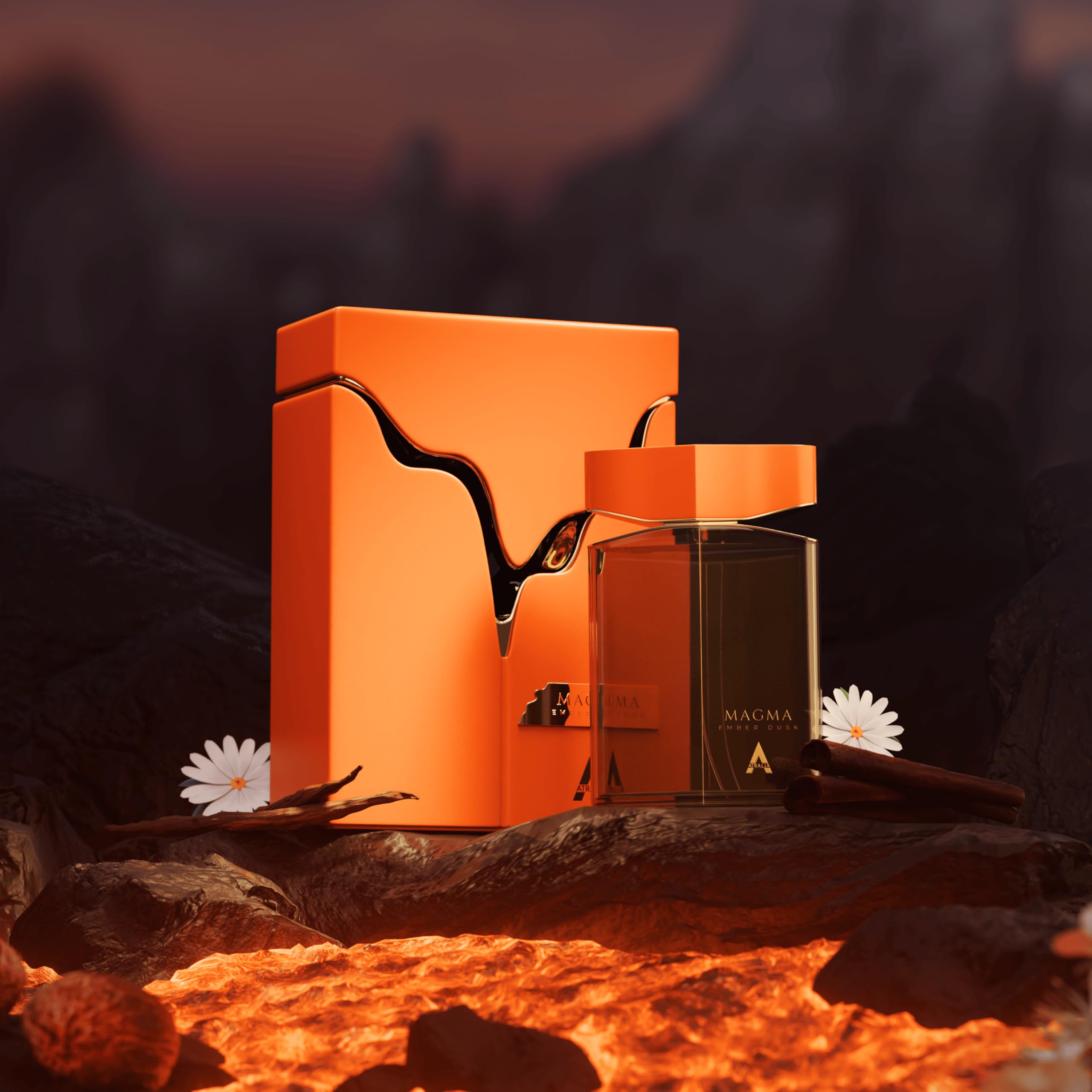 Side view of the Atralia Magma Ember Dusk bottle showing sculpted form.