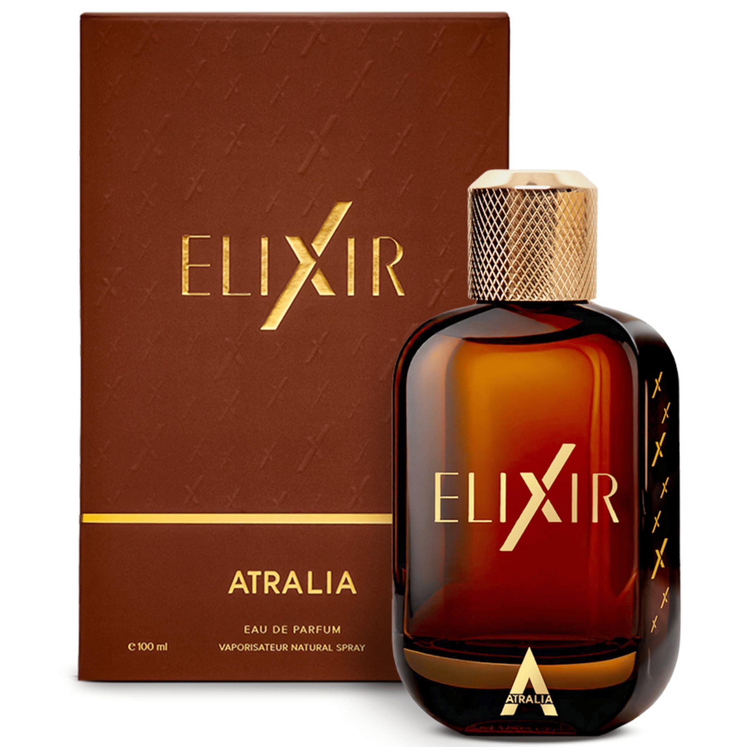 Atralia Elixir bottle front view, sleek design for everyday wear.