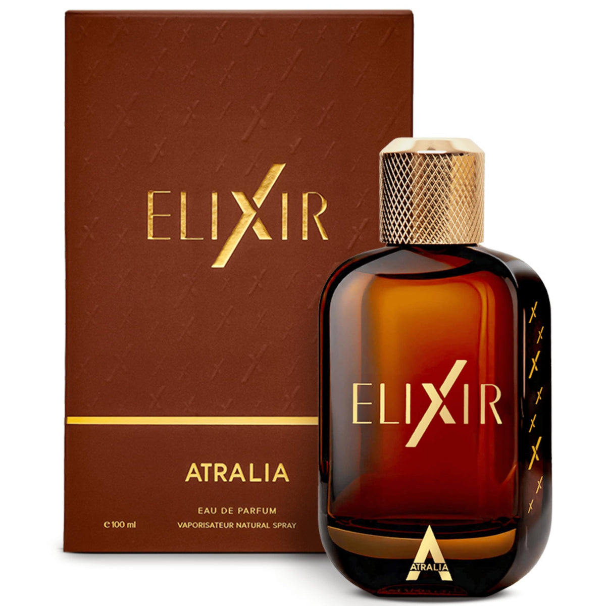 Atralia Elixir bottle front view, sleek design for everyday wear.