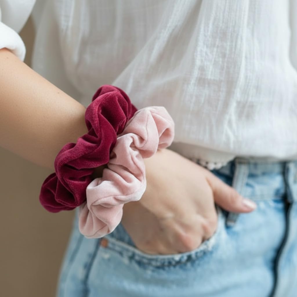 ATRIYFUL uso diario rosado velvet: ideal para coletas, looks casuales o formales.