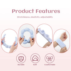ATROCH Puffy Spa Headband worn in hair during skincare routine.