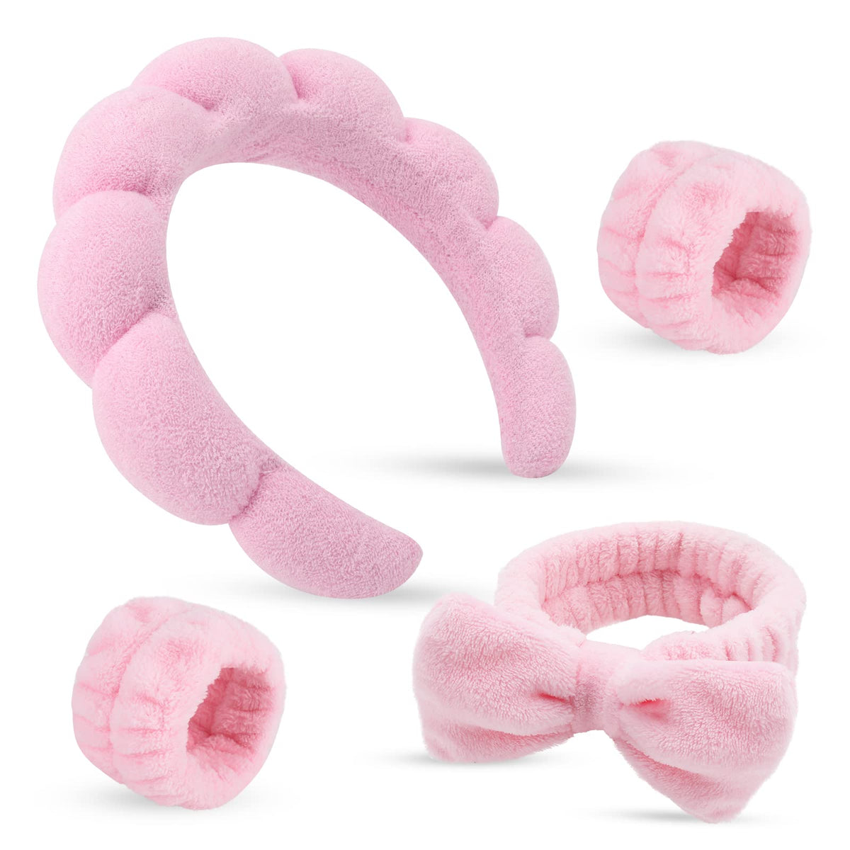 ATROCH spa headband with plush bow keeps hair away during cleansing