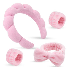 ATROCH spa headband with plush bow keeps hair away during cleansing