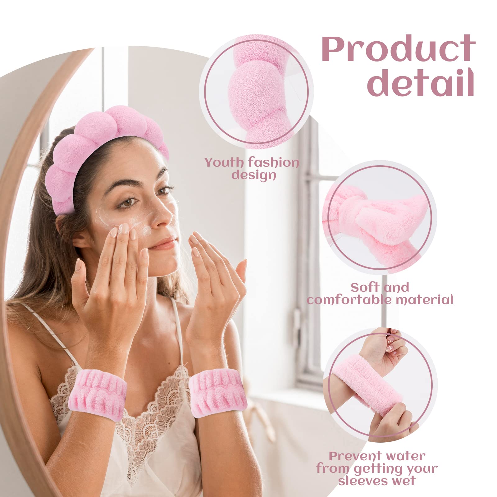 ATROCH wristbands absorb moisture and protect sleeves during skincare routines