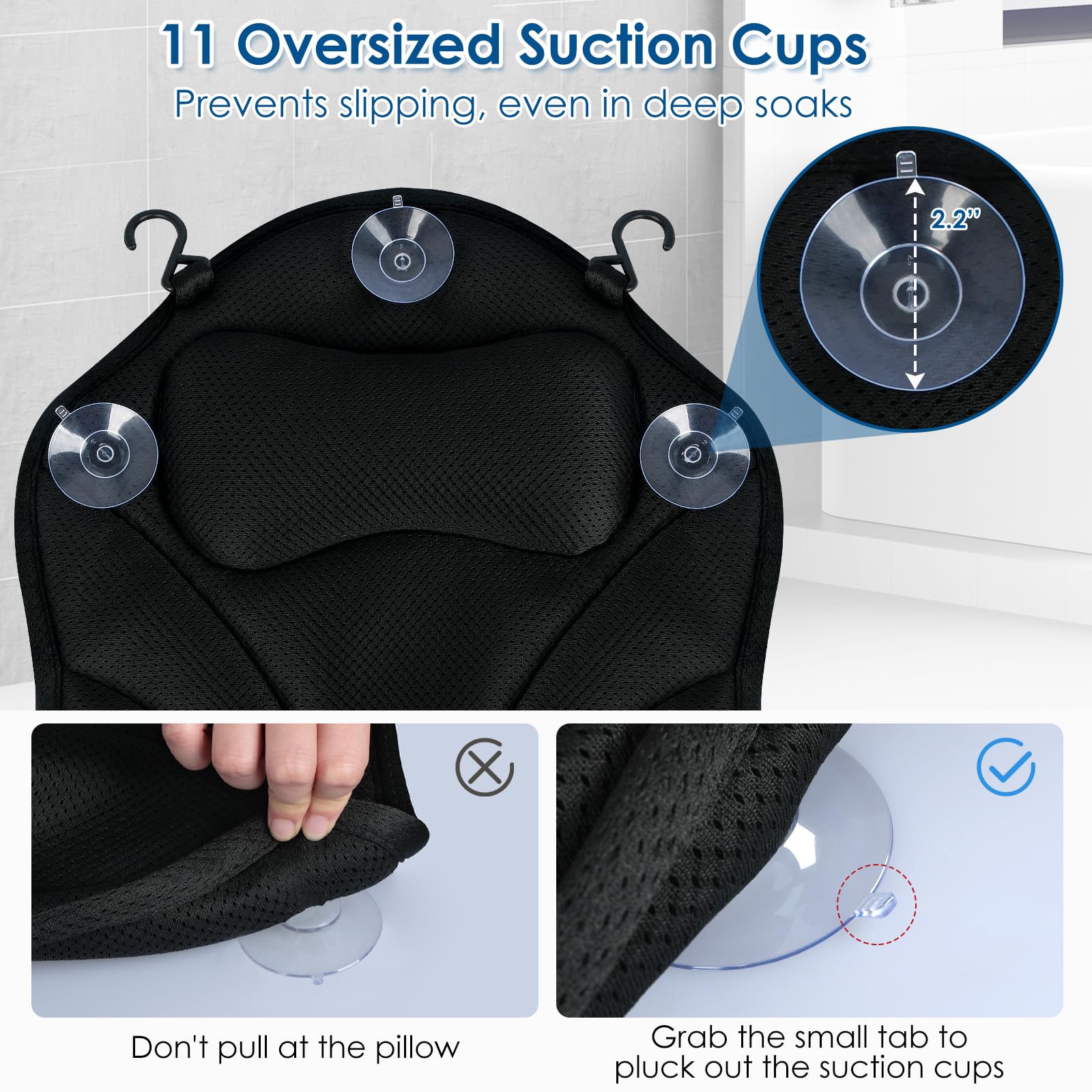 Atsuwell full body bath pillow 3D mesh surface stays cool and dries quickly.
