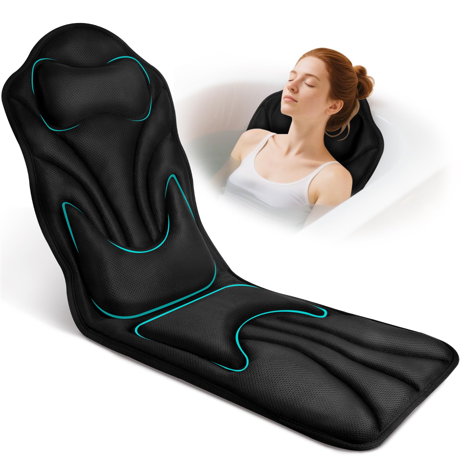 Atsuwell full body bath pillow neck support provides comfortable neck relief during a soak.