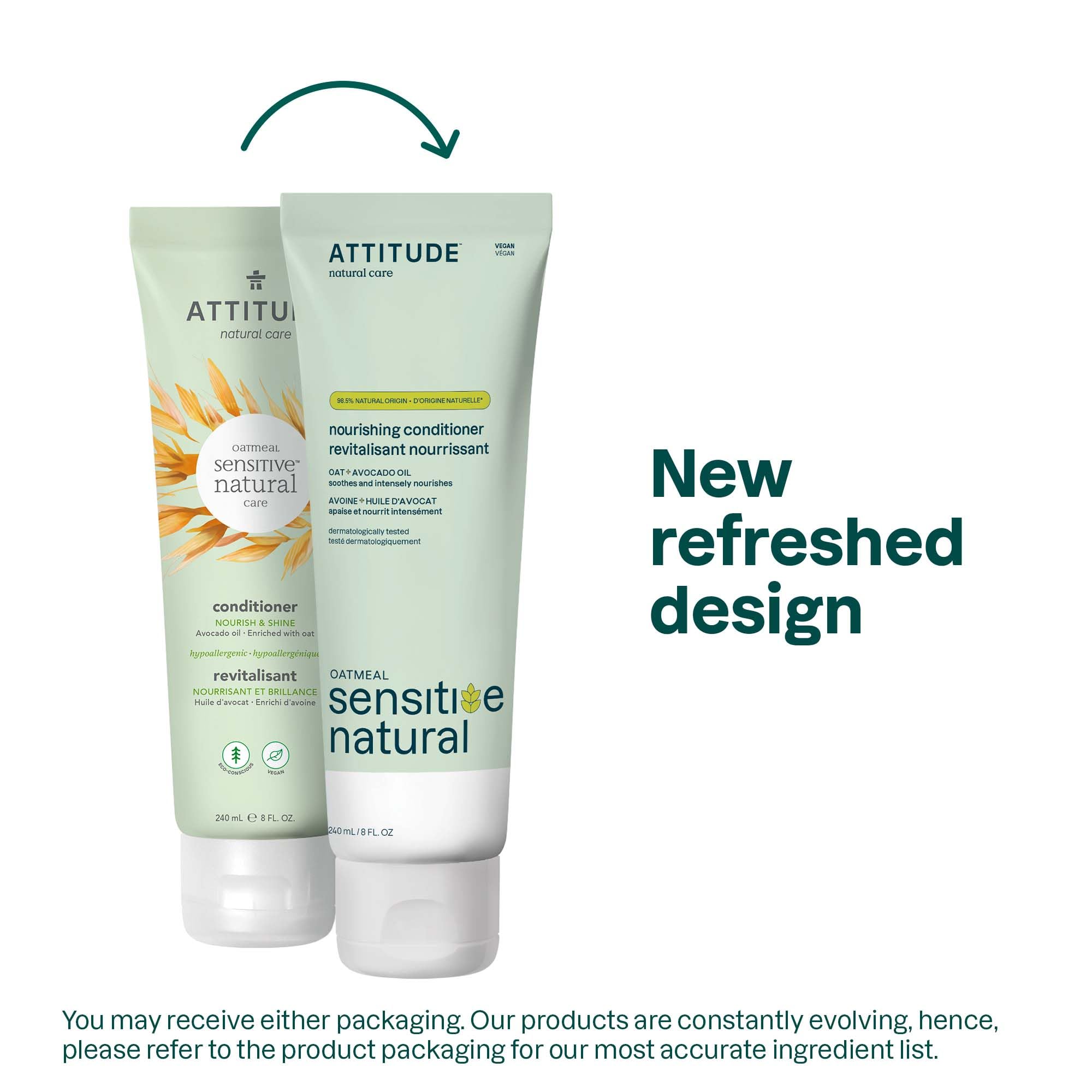 Etiqueta natural de ATTITUDE para cabello sensible y limpio