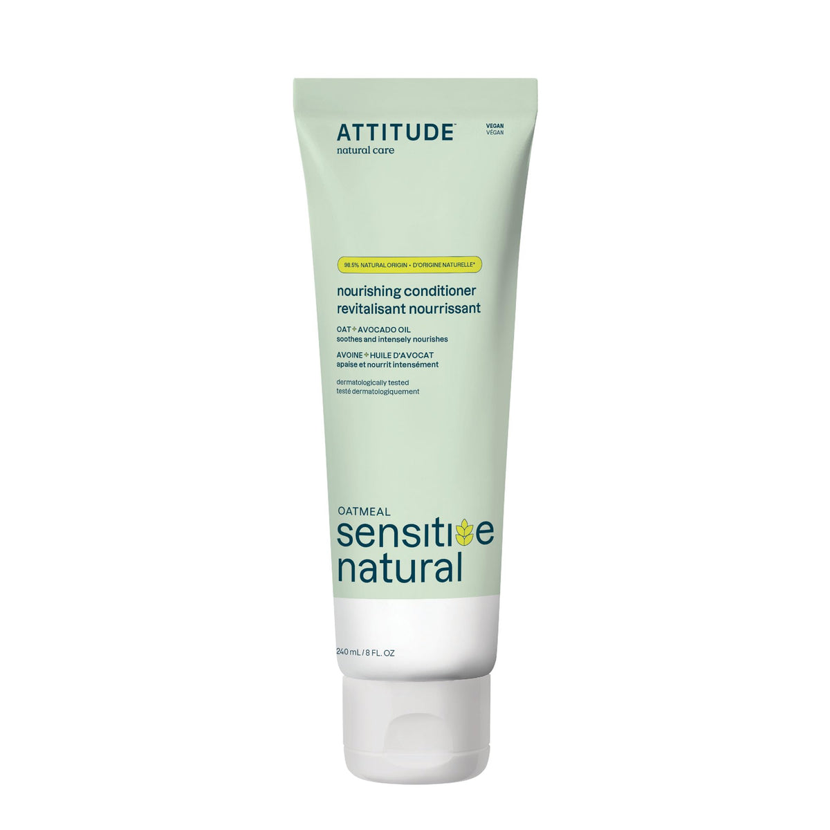 Acondicionador ATTITUDE para cabello sensible en botella, cuidado diario suave
