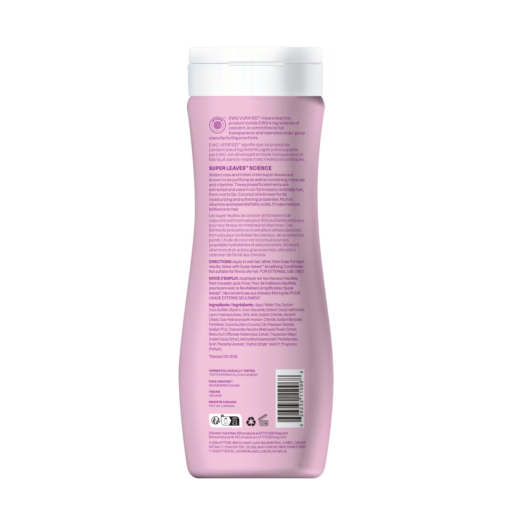 ATTITUDE Amplifying Shampoo, compatible con acondicionador para rizos definidos