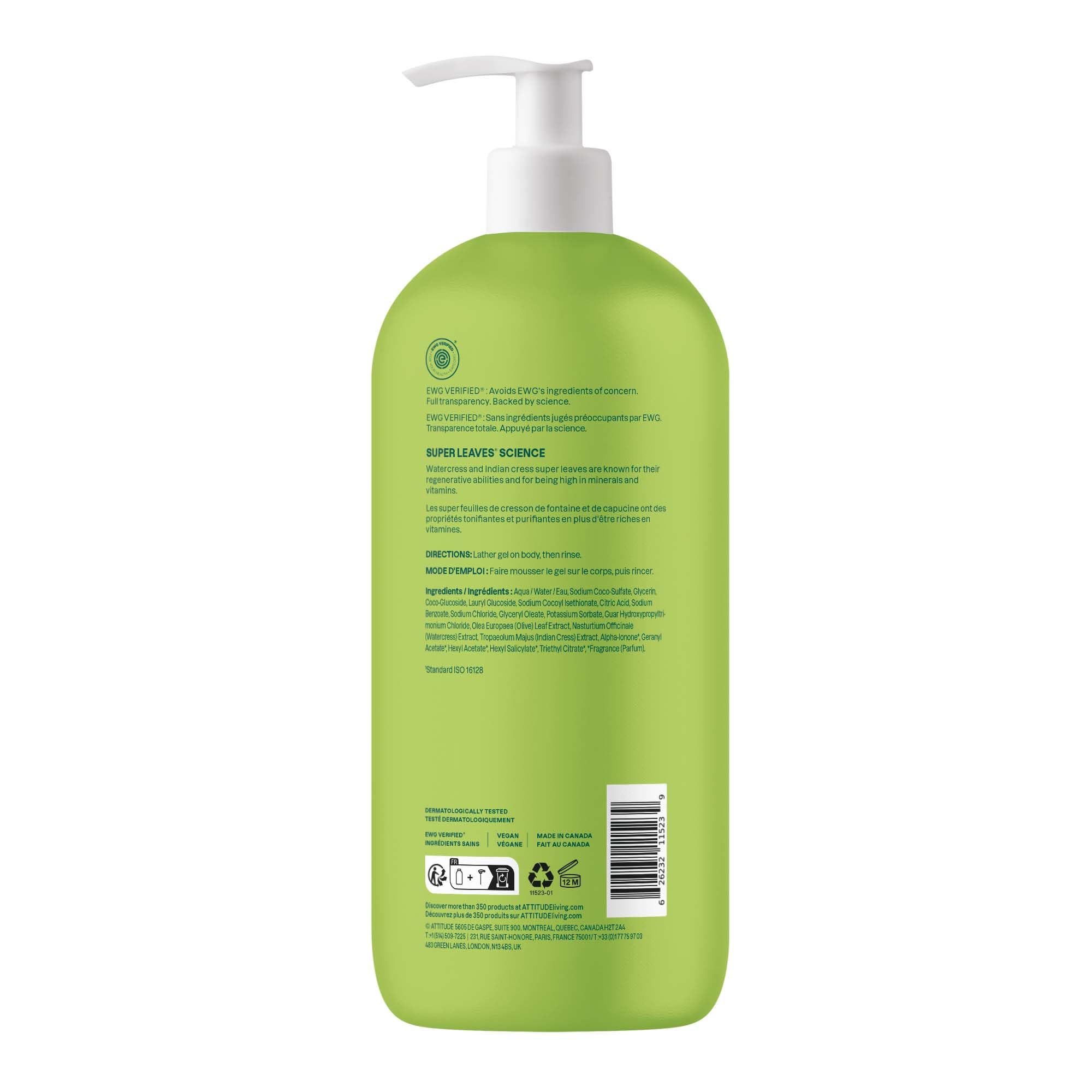 Vegan and dermatologically tested ATTITUDE Body Wash for gentle daily care.