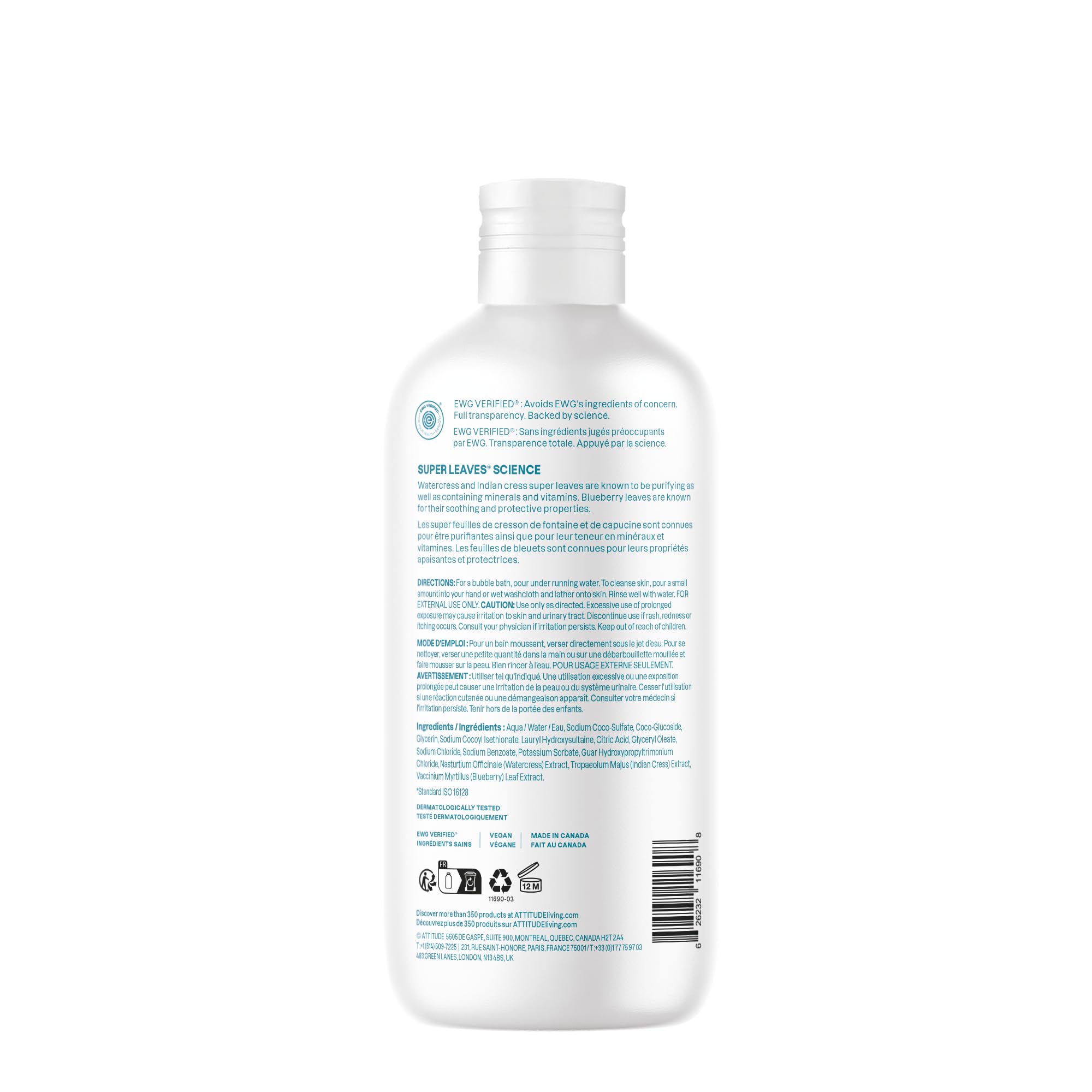 ATTITUDE Bubble Bath, uso-diario para una rutina suave y neutral.