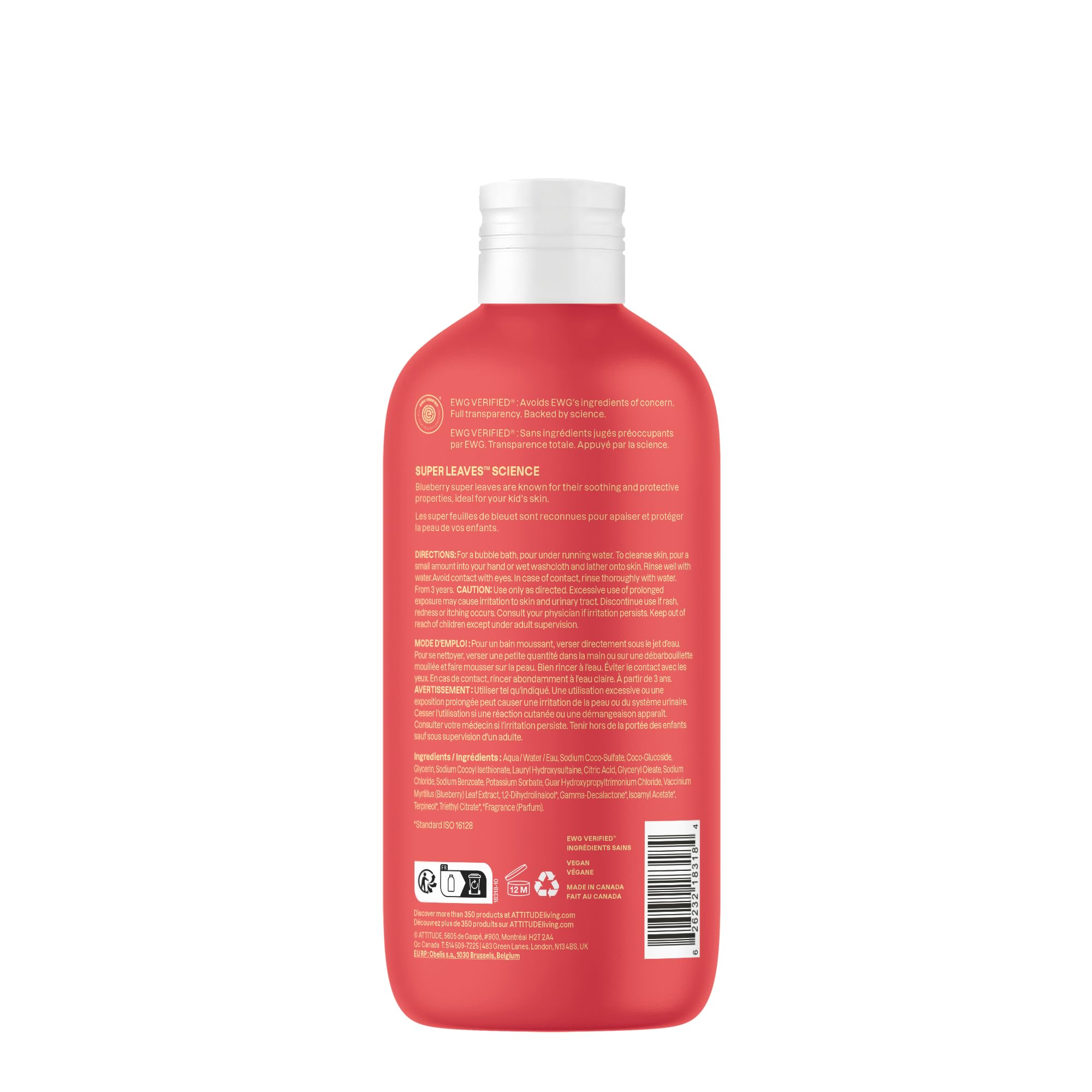 ATTITUDE Bubble Wash para Niños: verificado por EWG para tranquilidad diaria.