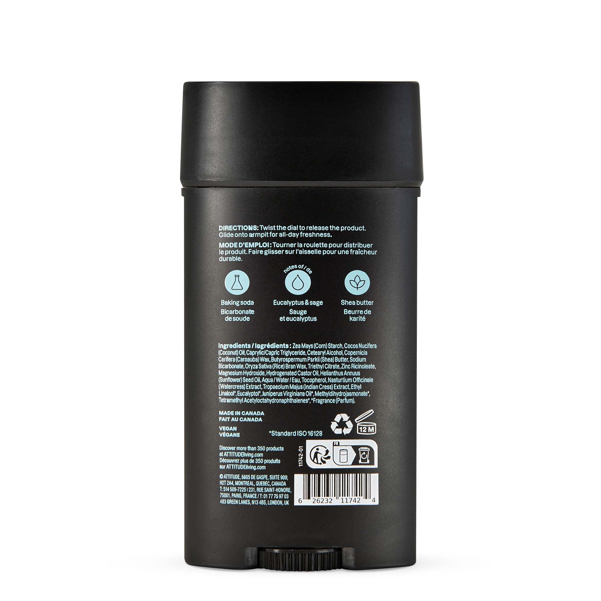 ATTITUDE Canada-made vegan deodorant on clean bathroom counter.