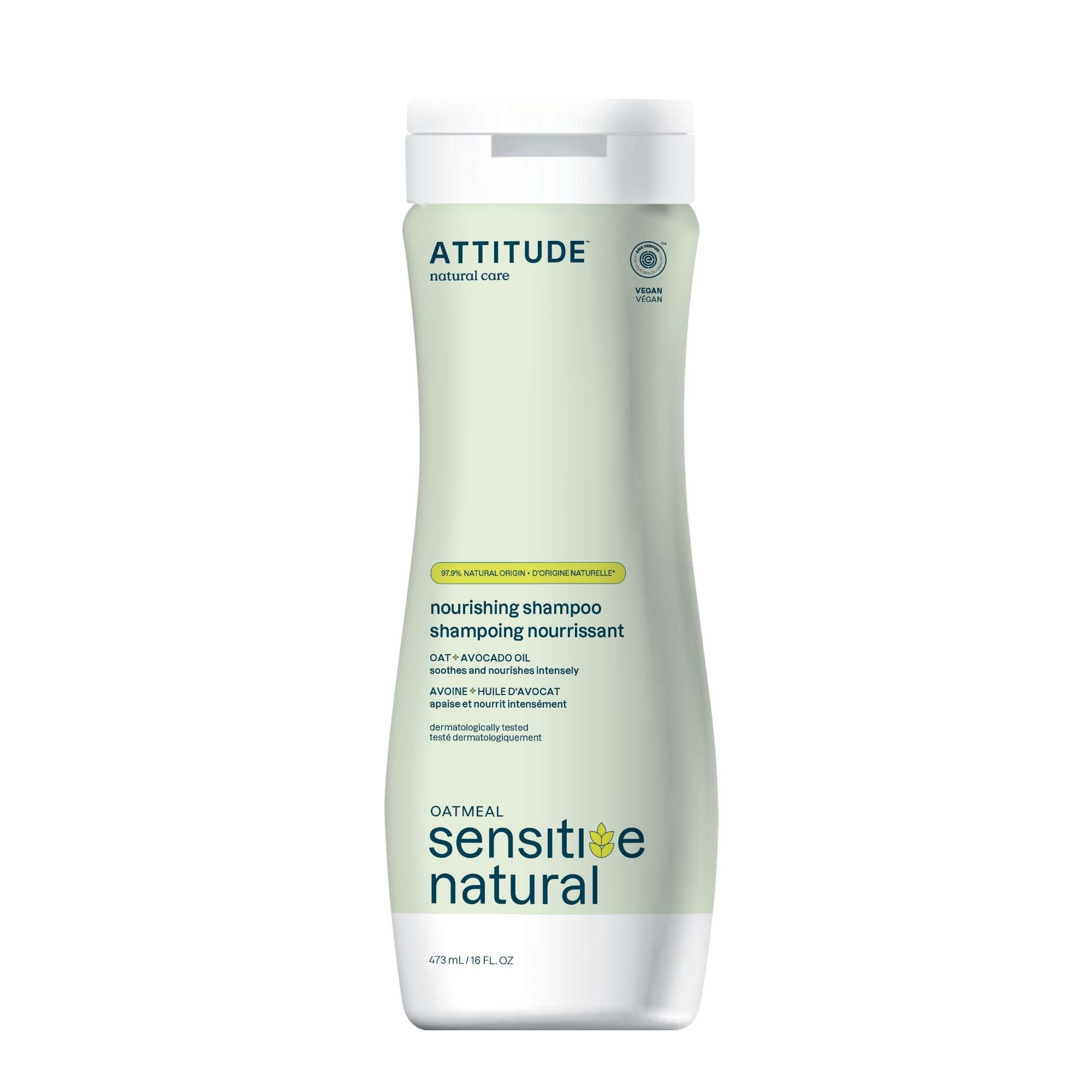 ATTITUDE Champú para cabello sensible, enfoque en cuero cabelludo delicado para uso diario.