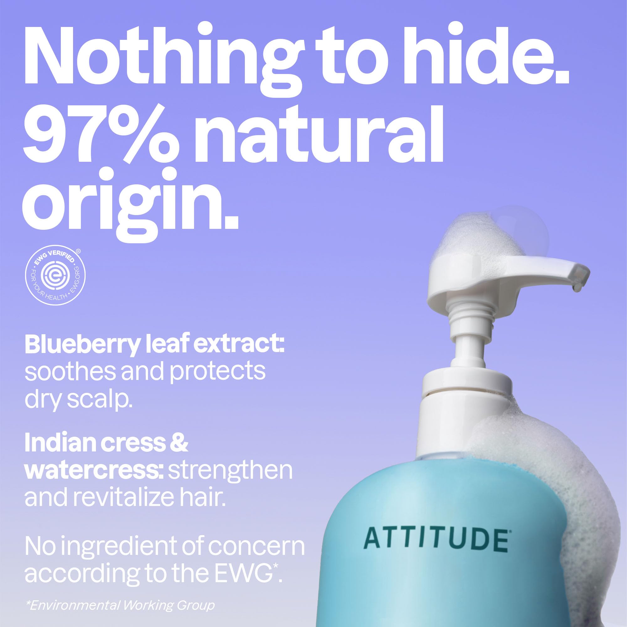 Ingredientes de origen natural en ATTITUDE Extra Gentle para lavado suave.