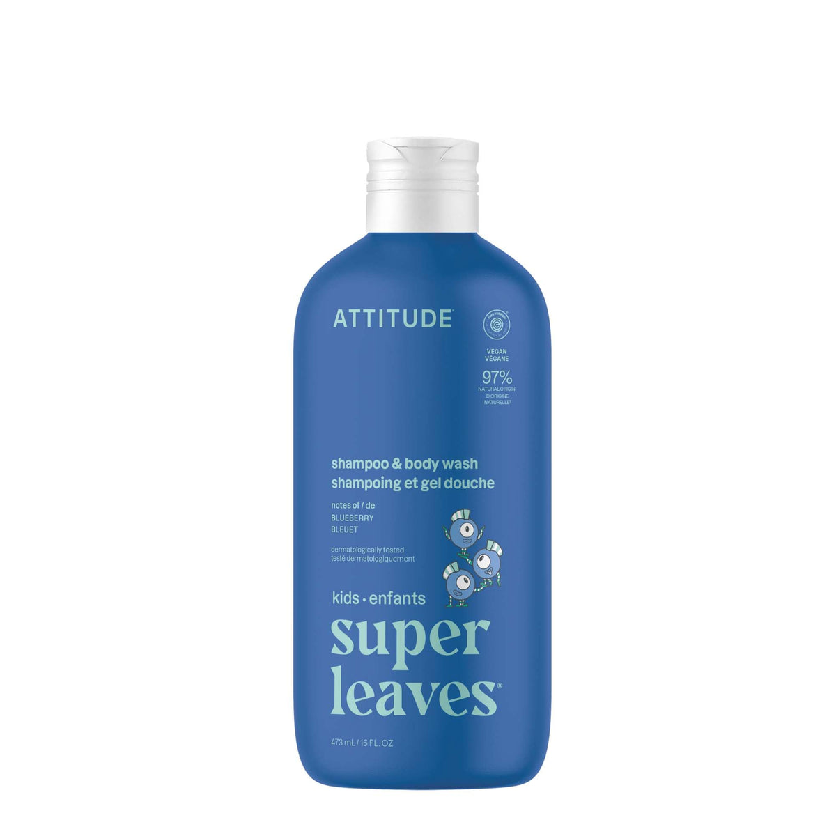 ATTITUDE Champú y Gel para Niños: botella frontal para lavado suave.