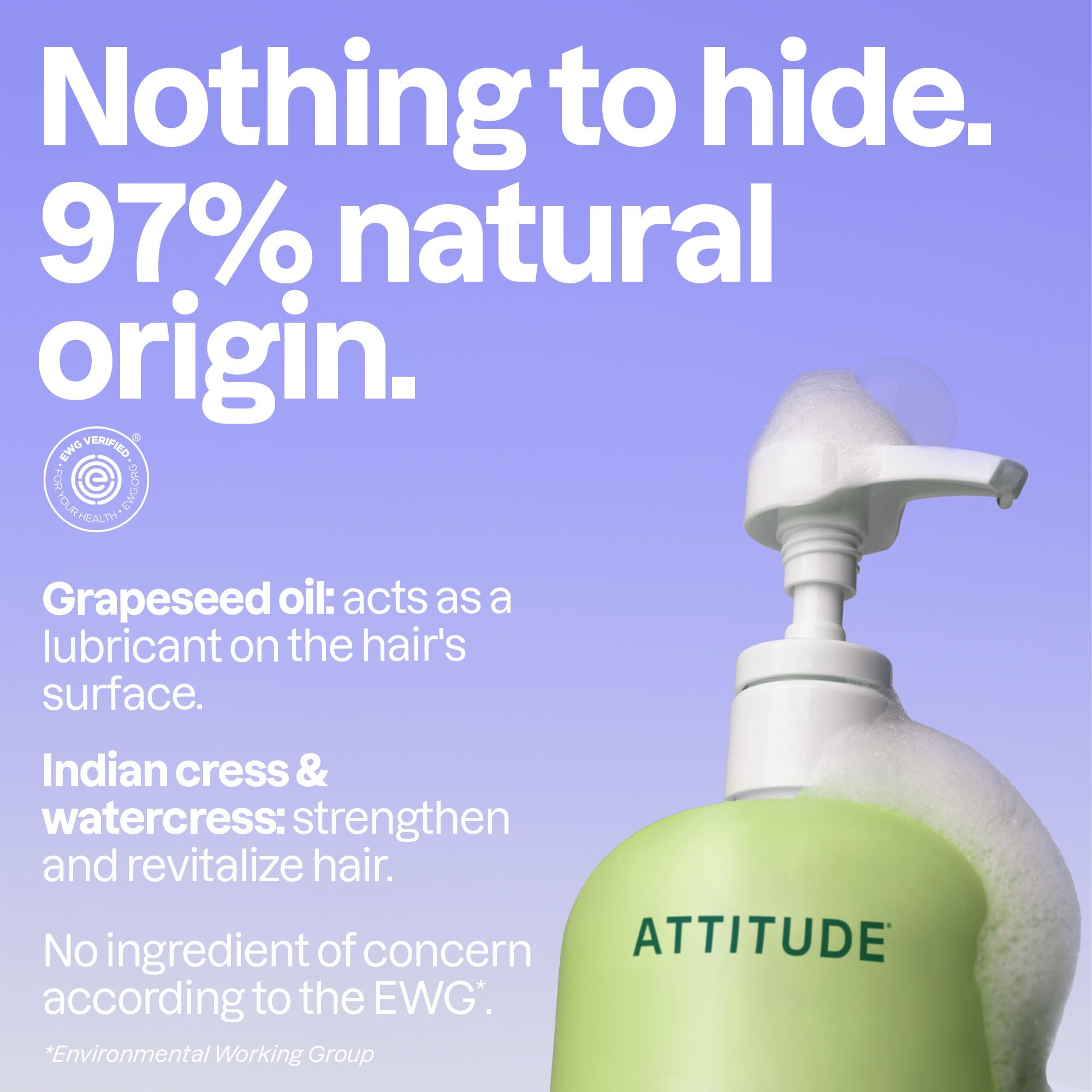 ATTITUDE Champú Nutritivo: aceite de uva para brillo y suavidad.