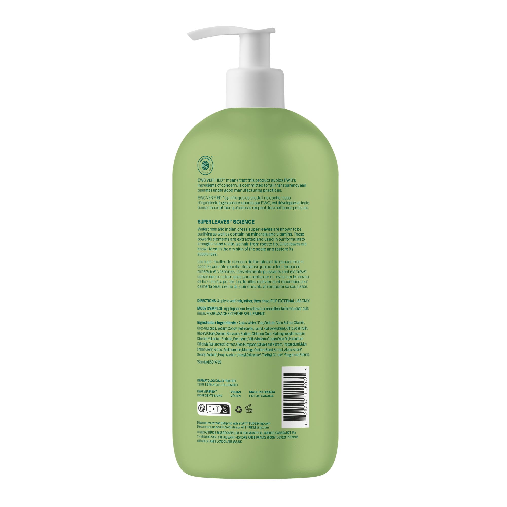 ATTITUDE Champú Nutritivo: alternativa vegana apta para todos los tipos de cabello.