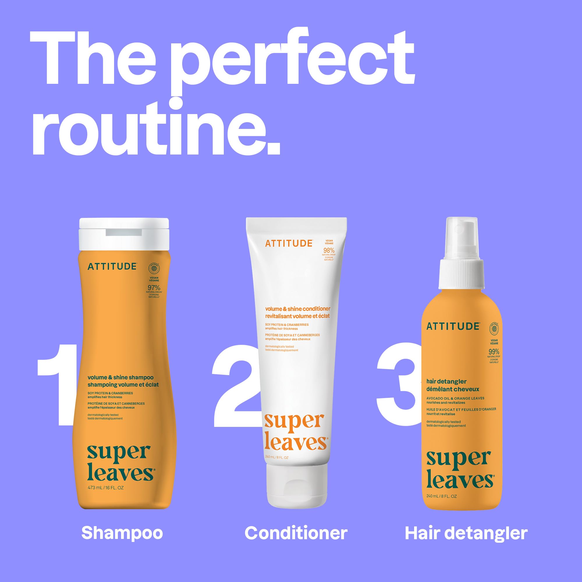 ATTITUDE champú volumen-brillo: ingredientes naturales para un cuidado suave.