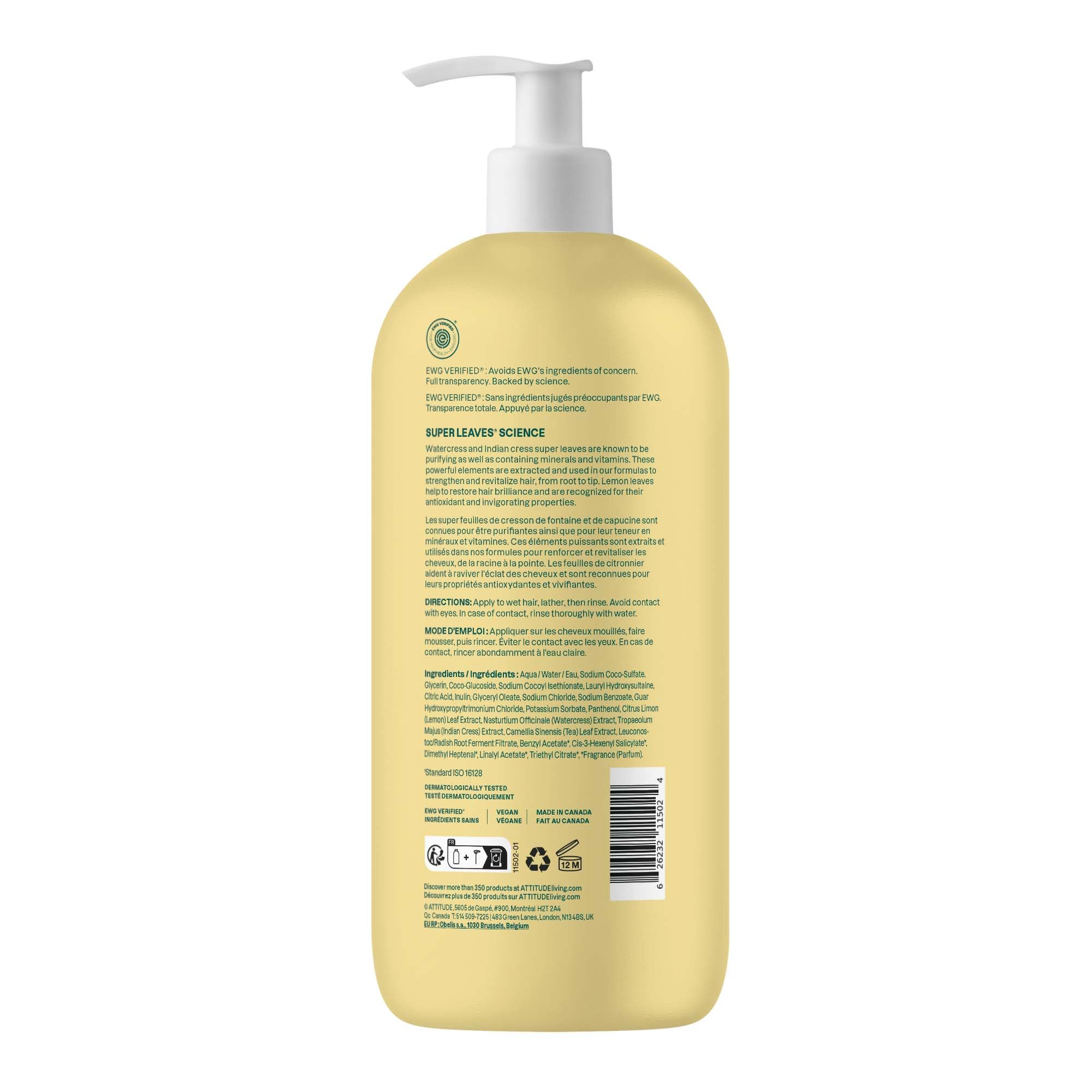 ATTITUDE Clarifying Shampoo eco packaging emphasizes sustainable, plant-based care.