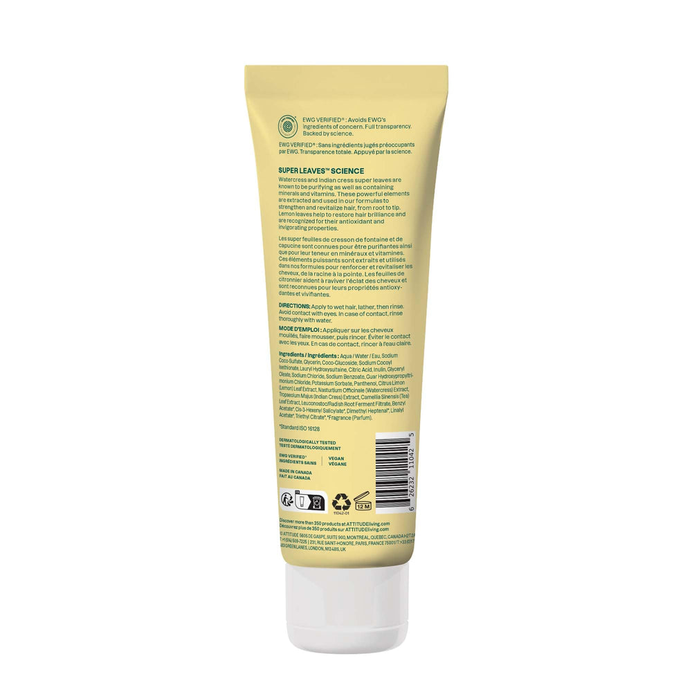 ATTITUDE Clarifying Shampoo in a bathroom setup communicates vegan, silicone-free cleansing for daily routines.