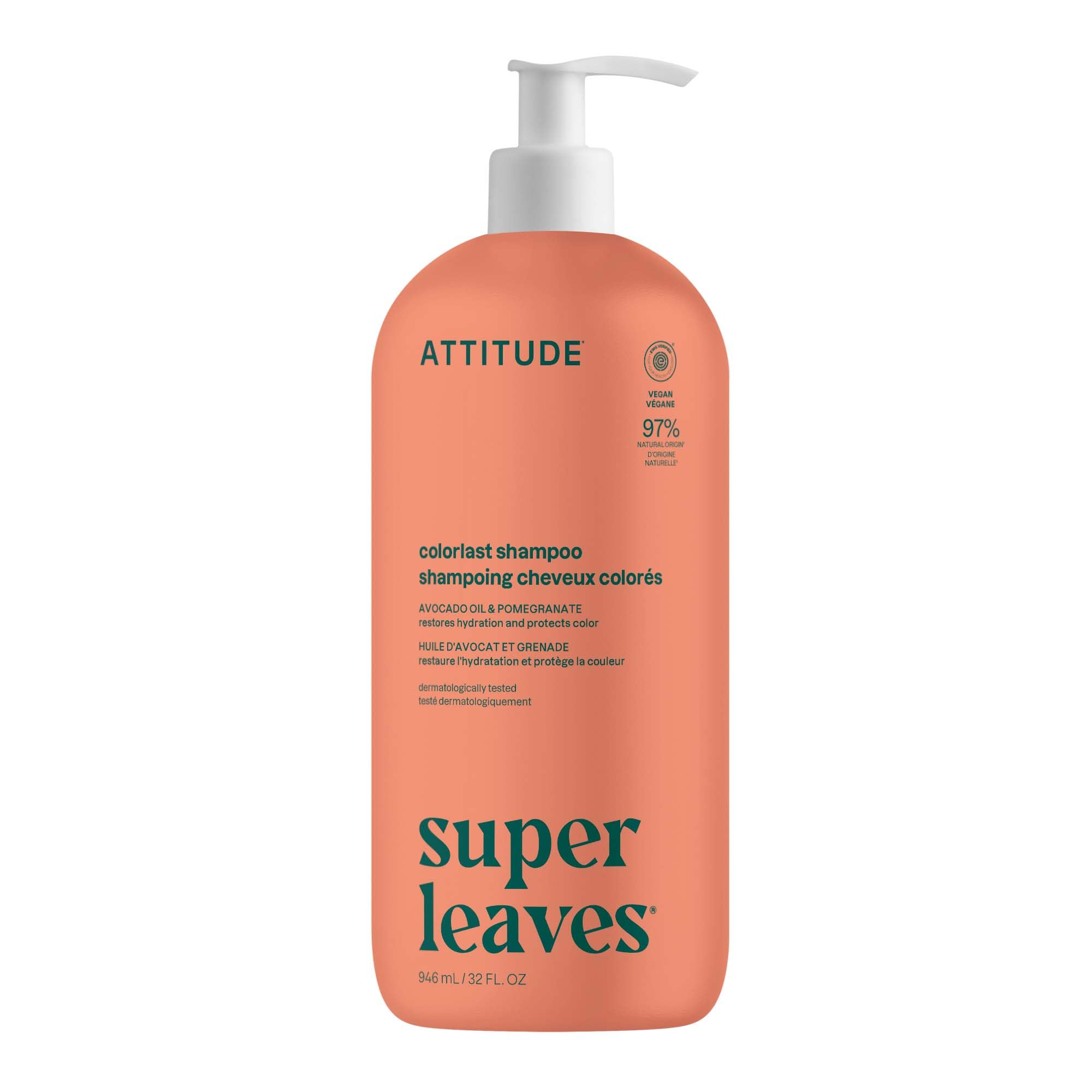 Shampoo ATTITUDE Colorlast en botella protege el color del cabello teñido