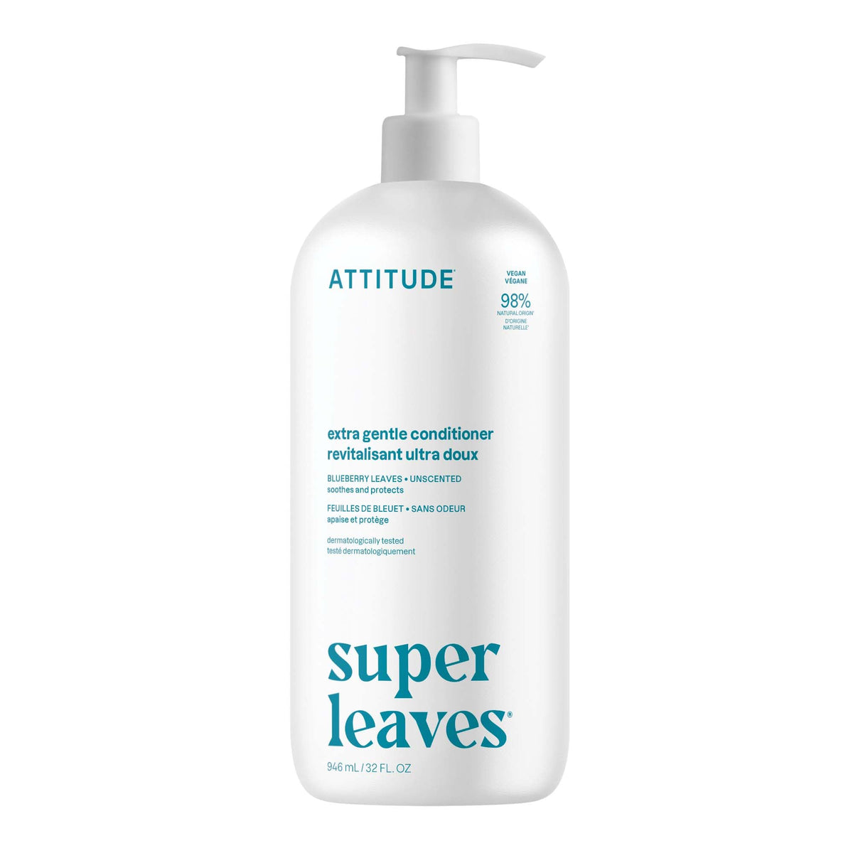 ATTITUDE Acondicionador Extra Suave, botella vertida, experiencia suave para cabello delicado.
