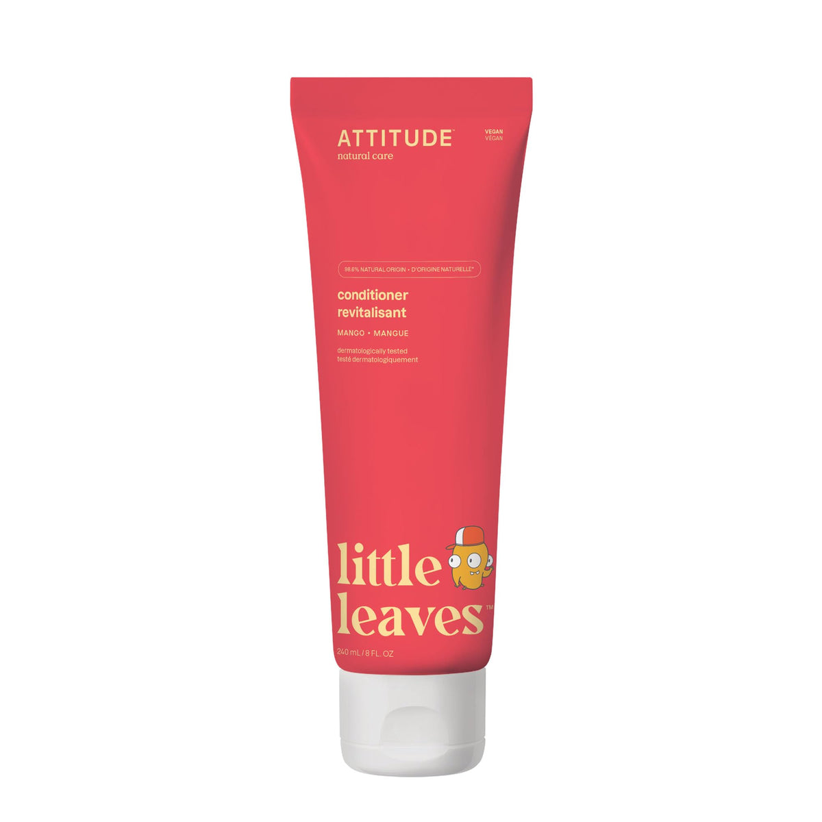 ATTITUDE acondicionador para niños, bote natural, cabello suave y piel sensible.