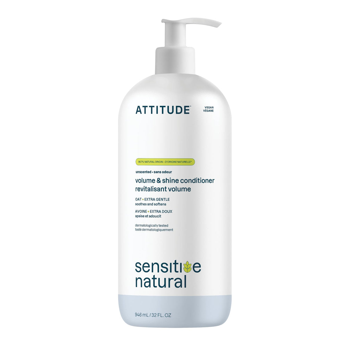 Acondicionador ATTITUDE aporta volumen y brillo para cabello fino y sensible.
