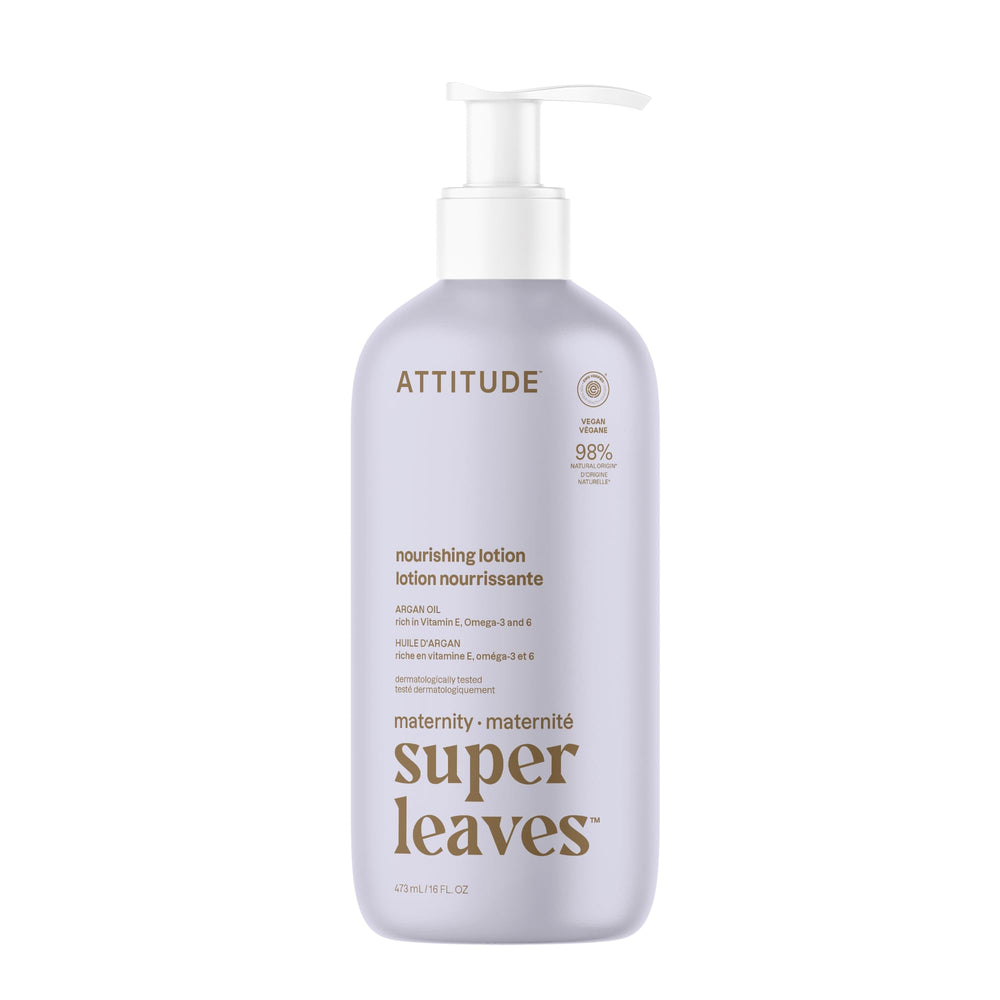 ATTITUDE crema corporal nutritiva para embarazo en botella, piel hidratada y suave