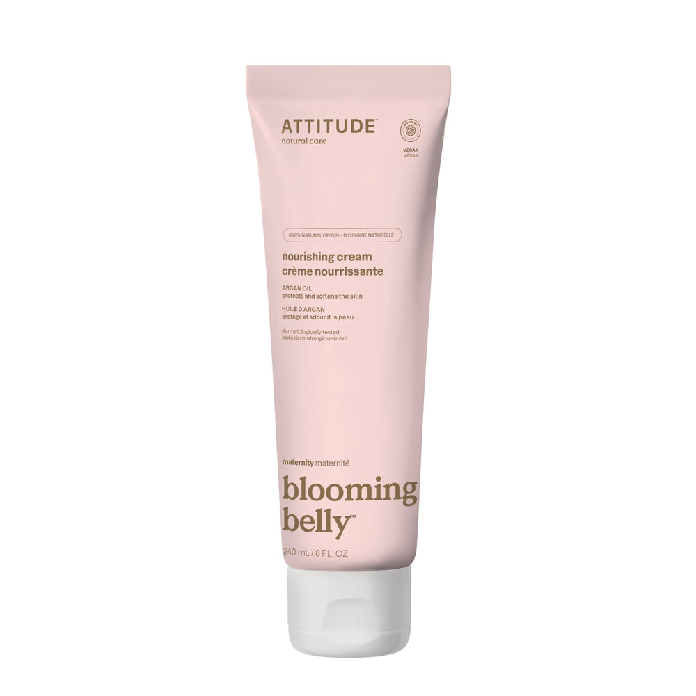 ATTITUDE crema corporal embarazo, bote HDPE, hidratación suave para la piel