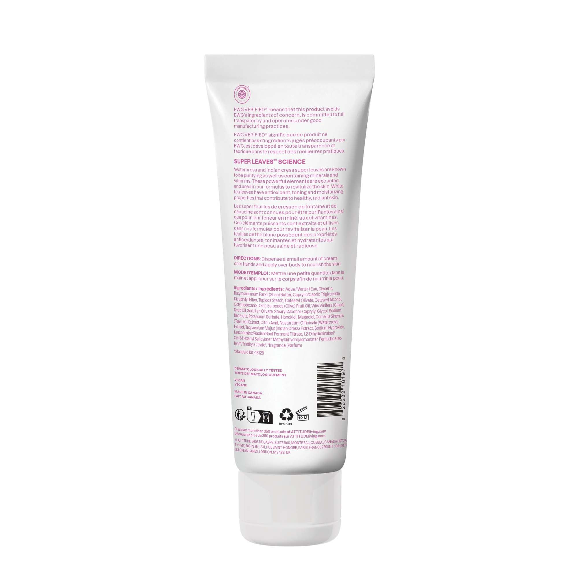 ATTITUDE Crema Cuerpo vegana verificada por EWG para mayor seguridad