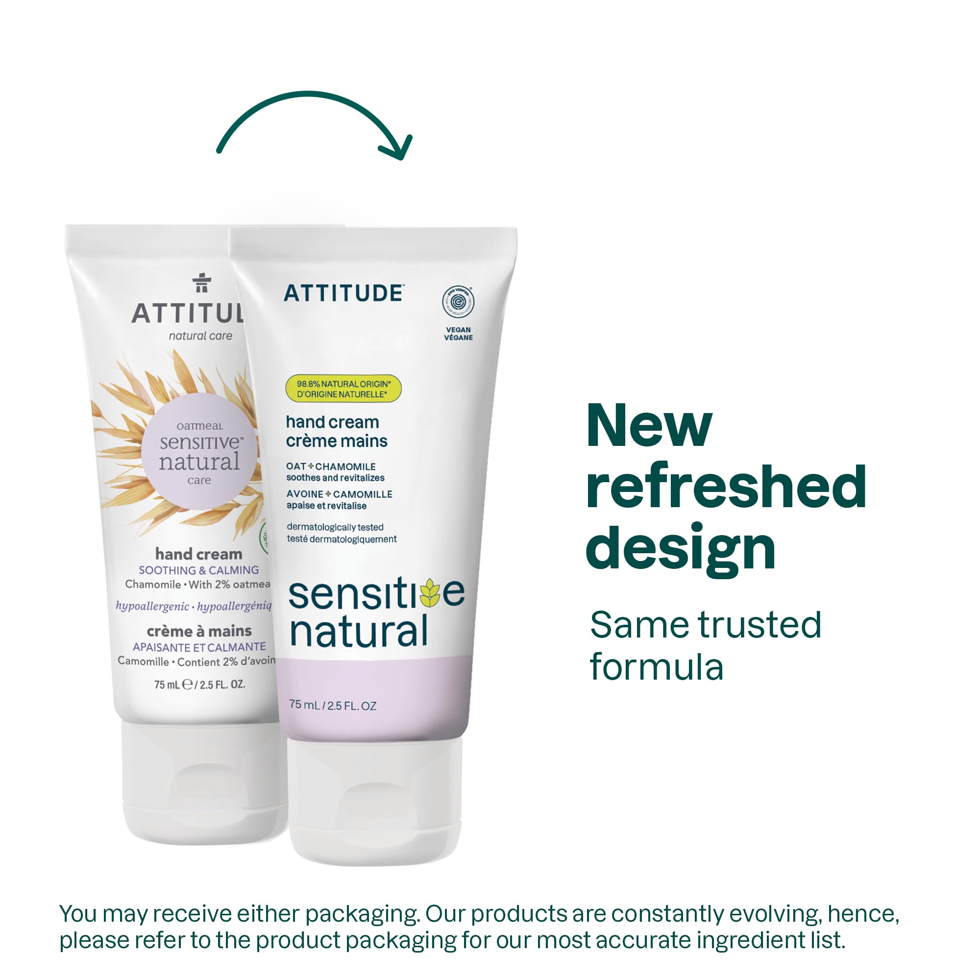 Textura suave de la crema ATTITUDE para manos sensibles, absorción rápida.