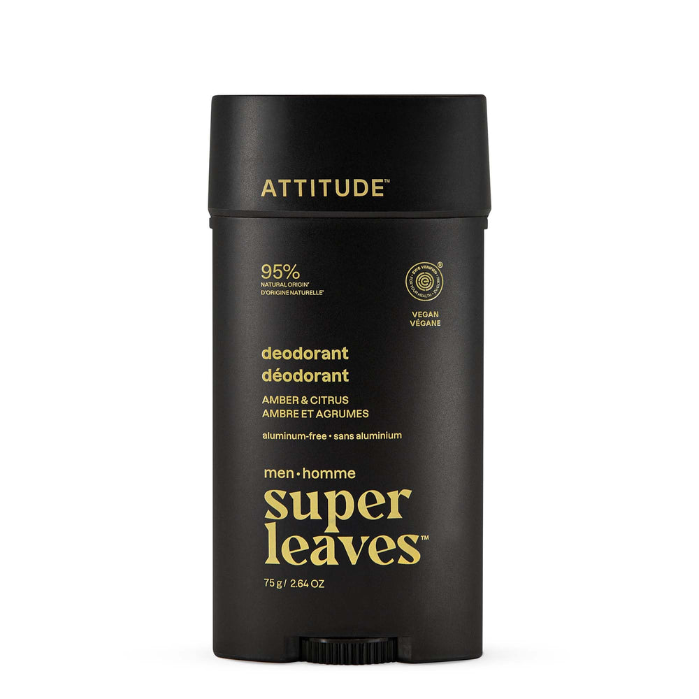 Desodorante ATTITUDE para hombre, ambar-citrico, frescura prolongada.