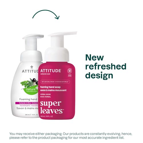 ATTITUDE Foaming Hand Soap bottle pour enables easy, one-handed use with quick lather.