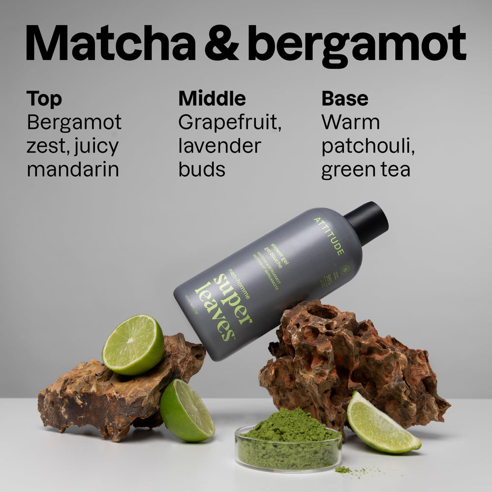 ATTITUDE gel de ducha para hombre, aplicación suave que cuida la piel.