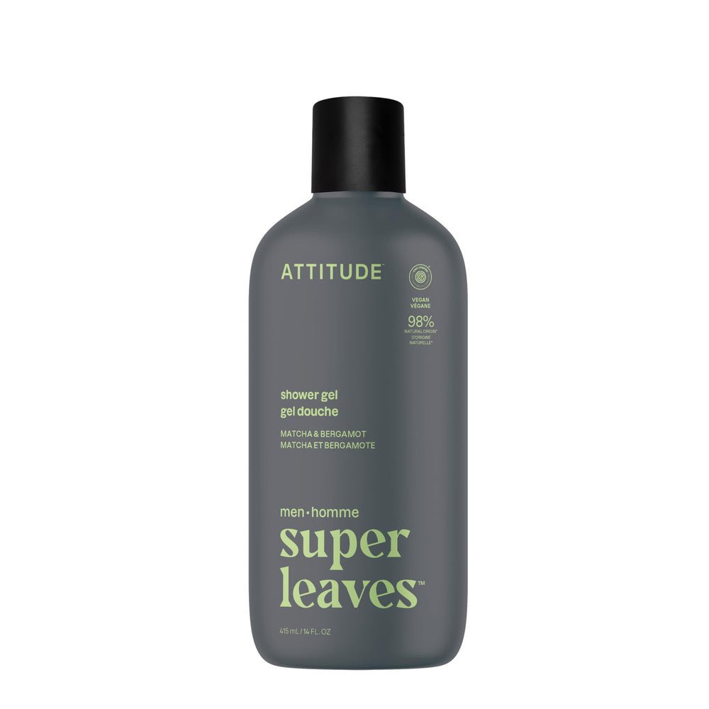 ATTITUDE gel de ducha para hombre, botella vertida, espuma fresca para despertar sentidos.