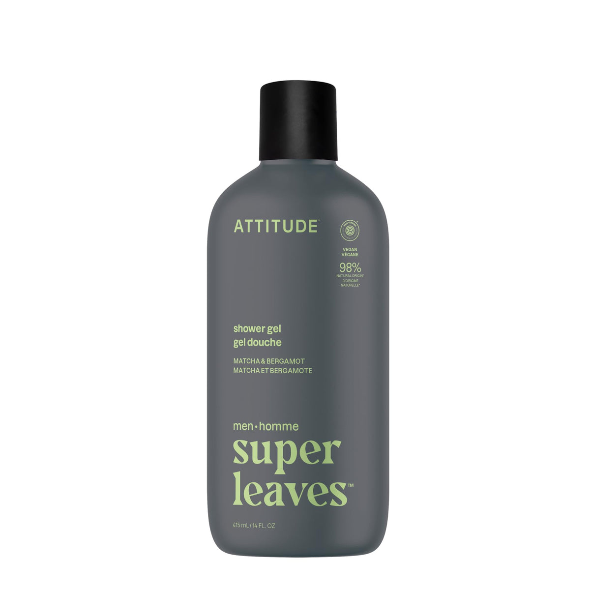 ATTITUDE gel de ducha para hombre, botella vertida, espuma fresca para despertar sentidos.